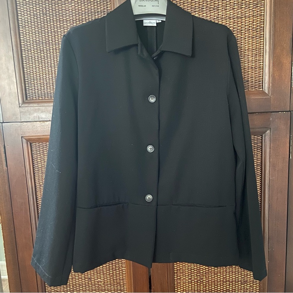 Vintage 90’s Allen Allen Black Wool Oversized Jacket Unlined